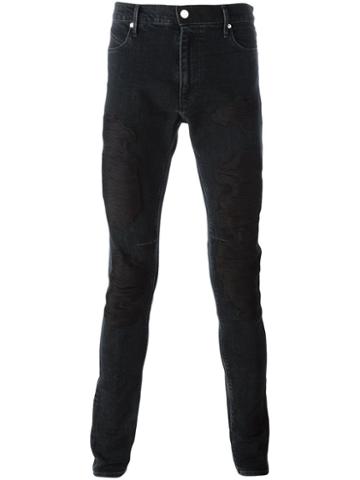 Road To Awe Skinny Fit Embroidered Jeans, Men's, Size: 31, Black, Cotton/polyurethane