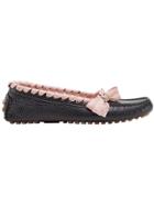 Fendi Lace And Bow Detail Loafers - Black
