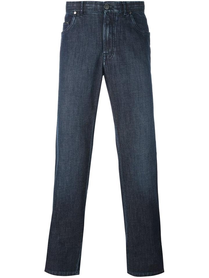 Brioni Slim-fit Jeans, Men's, Size: 33, Blue, Cotton/spandex/elastane/wool