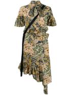 Rokh Curved Floral Dress - Neutrals