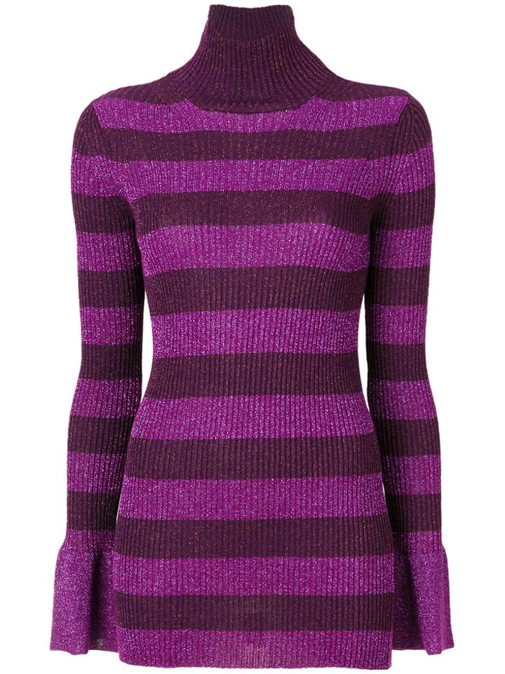 Erika Cavallini Striped Roll Neck Jumper - Pink & Purple