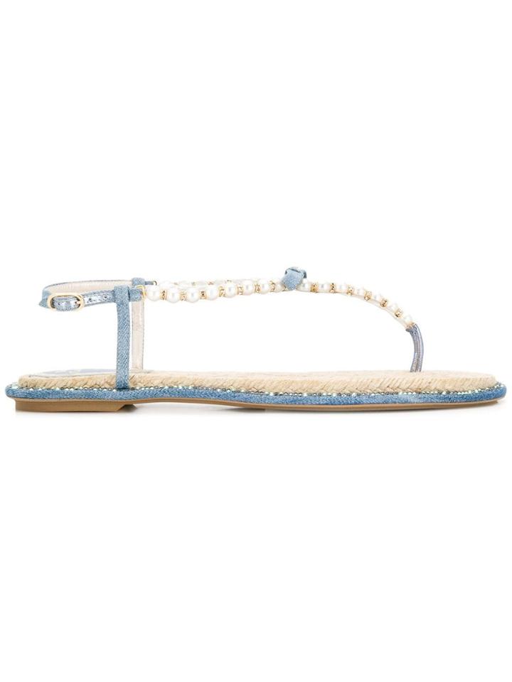 René Caovilla Pearl String Sandals - Blue