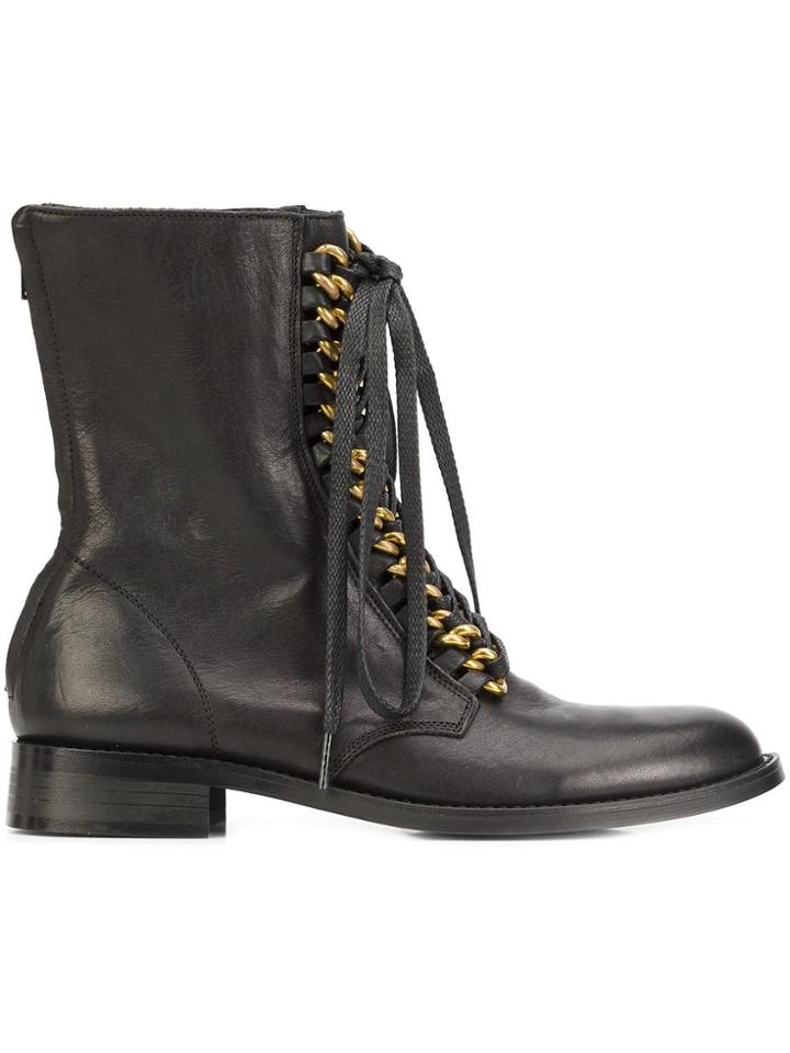 Yohji Yamamoto Chain Back Zip Boots - Black