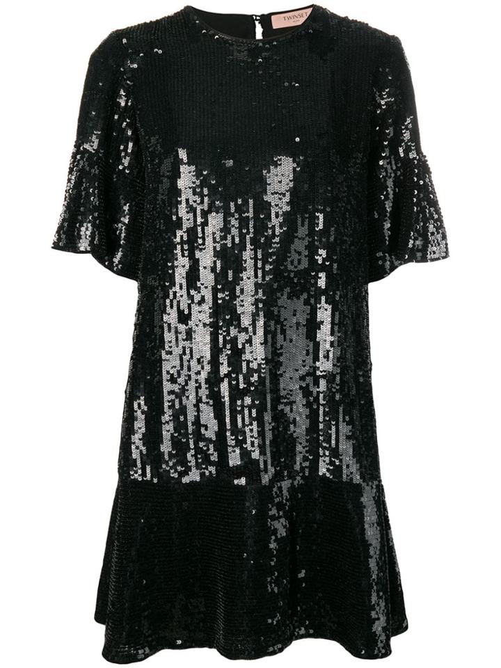 Twin-set Sequinned Drop-waist Dress - Black