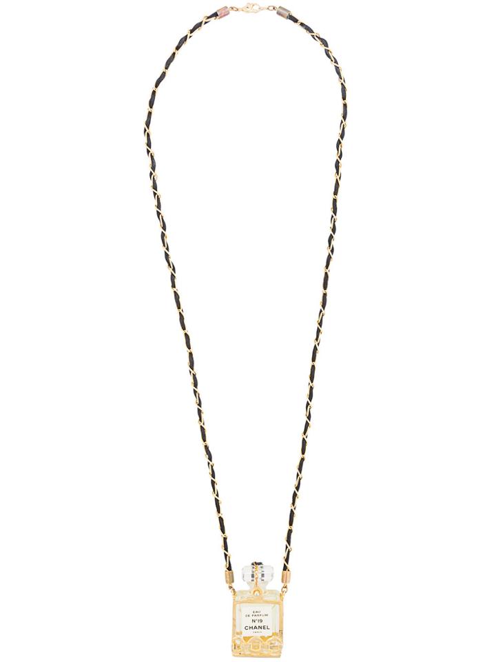 Chanel Vintage Perfume Bottle Necklace - Metallic