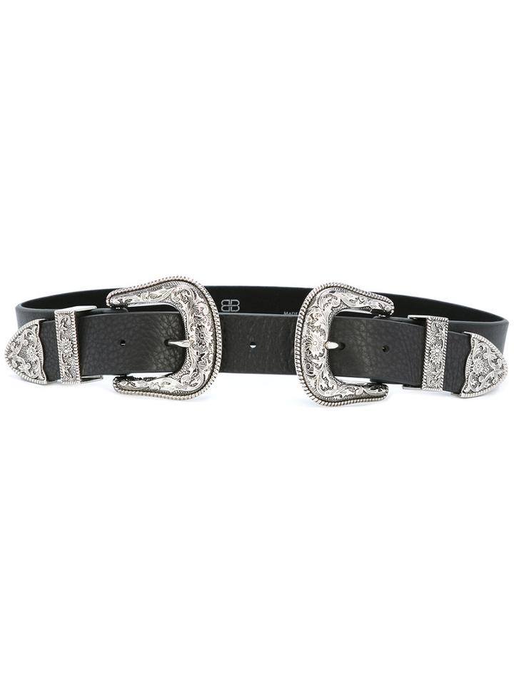 B-low The Belt Double Buckle Belt, Women's, Size: Large, Black, Leather/metal