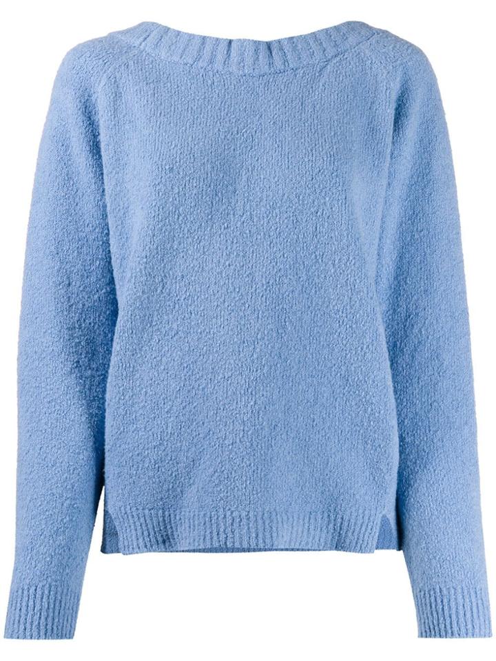 Semicouture Scoop-back Knitted Sweater - Blue