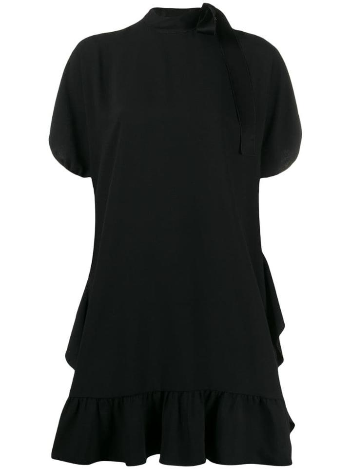 Red Valentino Ruffled Straight Dress - Black