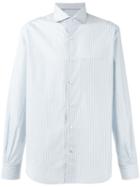 Loro Piana Alain Striped Shirt, Men's, Size: Medium, White, Silk/cotton