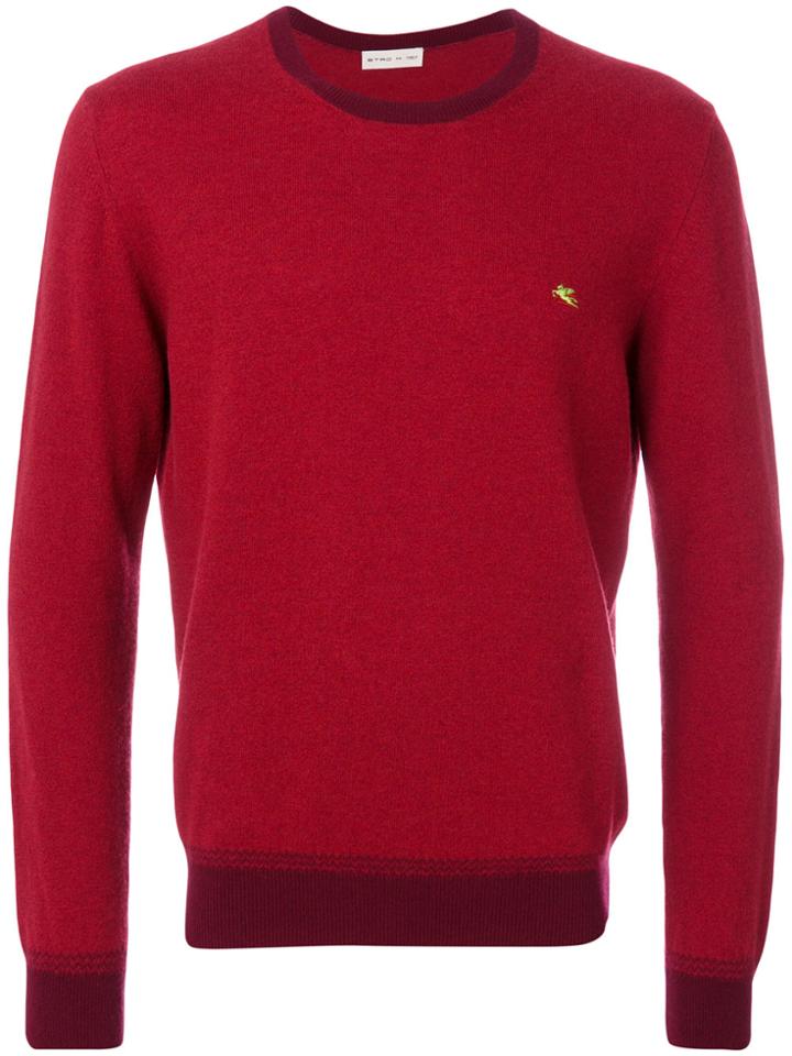 Etro Contrasting Crew Neck Sweater - Red