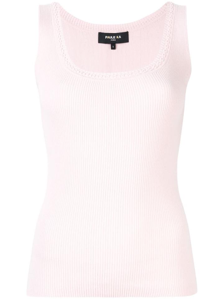 Paule Ka Ribbed Sleeveless Knit Top - Pink