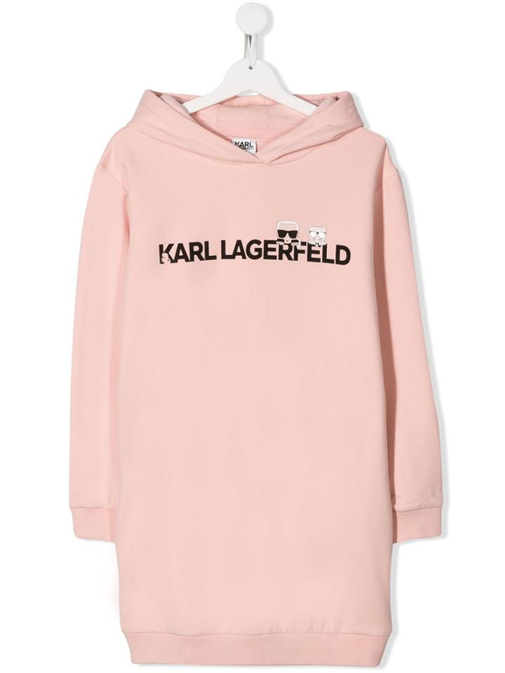 Karl Lagerfeld Kids Teen Logo Print Sweatshirt Dress - Pink