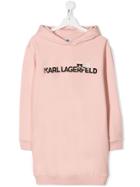 Karl Lagerfeld Kids Teen Logo Print Sweatshirt Dress - Pink