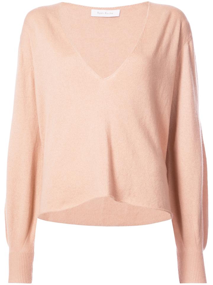 Ryan Roche V-neck Sweater - Nude & Neutrals