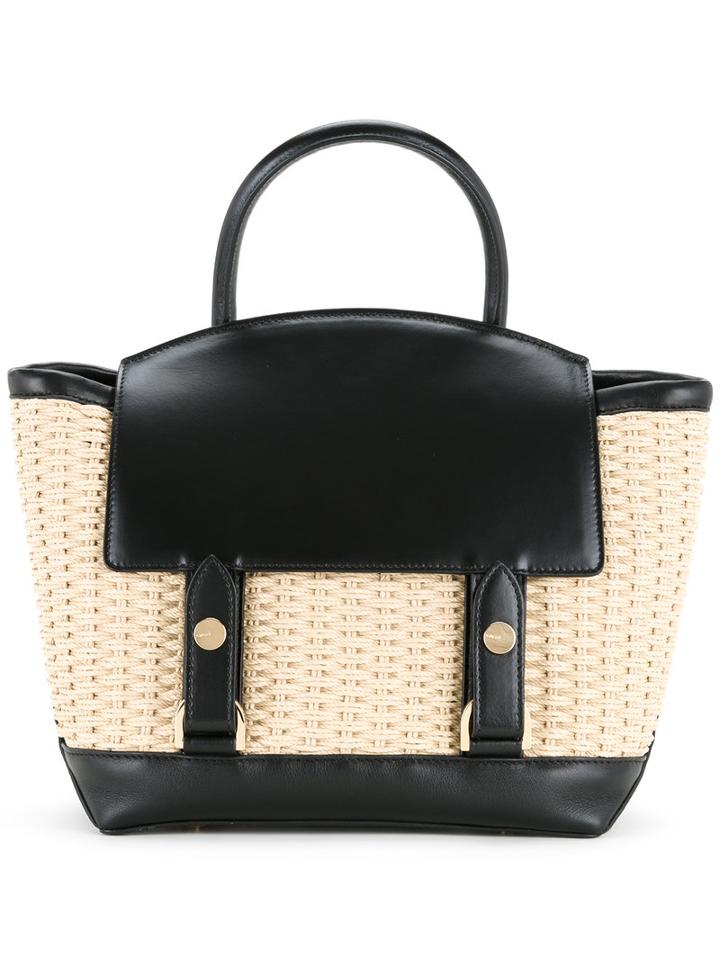 Sacai Small Woven Tote Bag, Women's, Nude/neutrals, Raffia