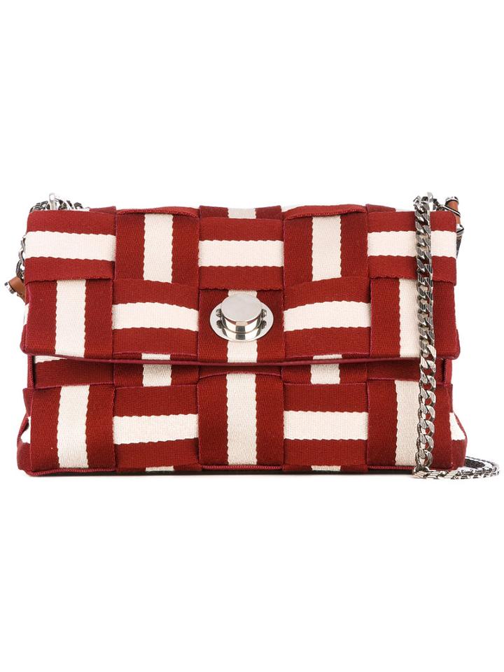 Bally - Woven Striped Shoulder Bag - Women - Cotton/leather/metal - One Size, Red, Cotton/leather/metal