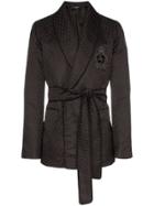 Dolce & Gabbana Embroidered Logo Belted Blazer - Black