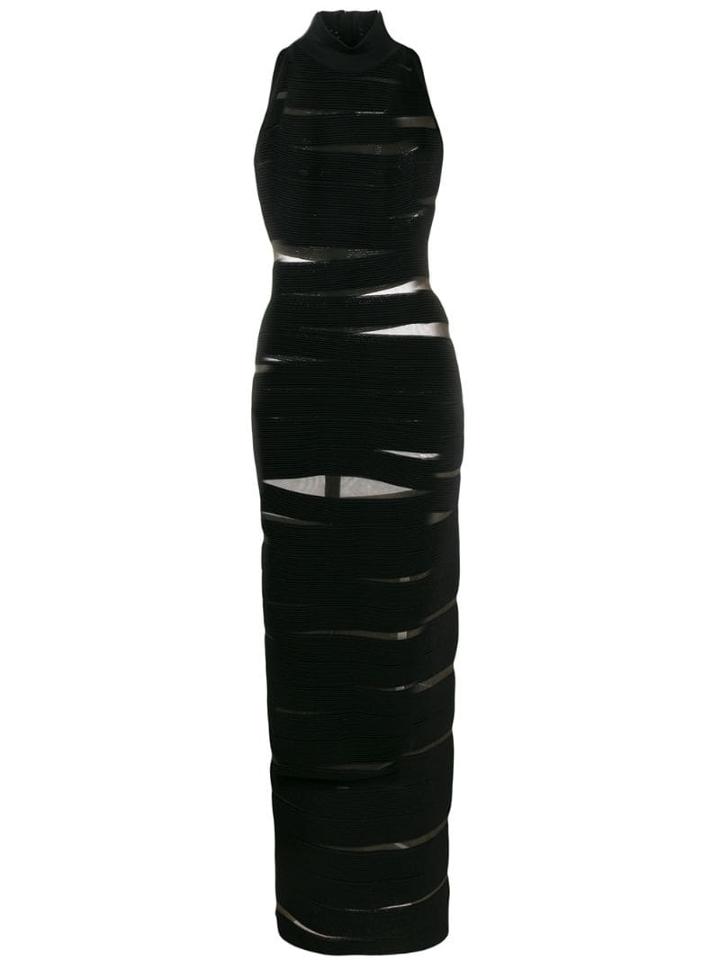 Balmain Ribbed Panel Dress - Black