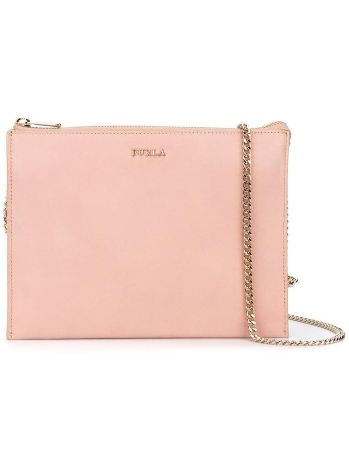 Furla Logo Plaque Crossbody Bag, Women's, Pink/purple, Leather