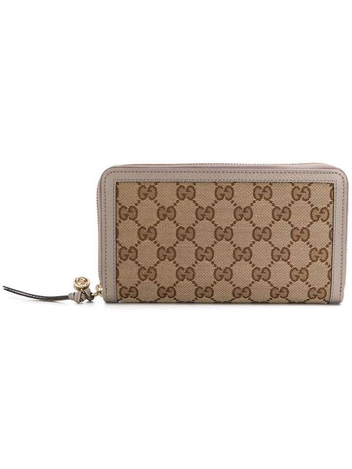 Gucci Gg Supreme Zip Around Wallet - Neutrals