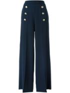 No21 Wide Leg Button Detail Trousers, Women's, Size: 40, Blue, Polyester