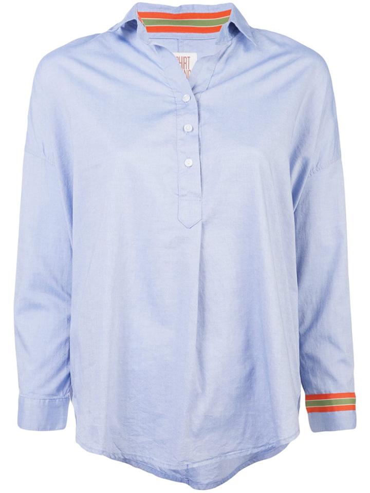A Shirt Thing Striped Sleeve Shirt - Blue