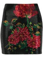 Philipp Plein Rhinestone Floral Mini Skirt - Black