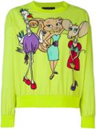 Boutique Moschino Cartoon Print Sweatshirt, Women's, Size: 36, Green, Polyester/spandex/elastane