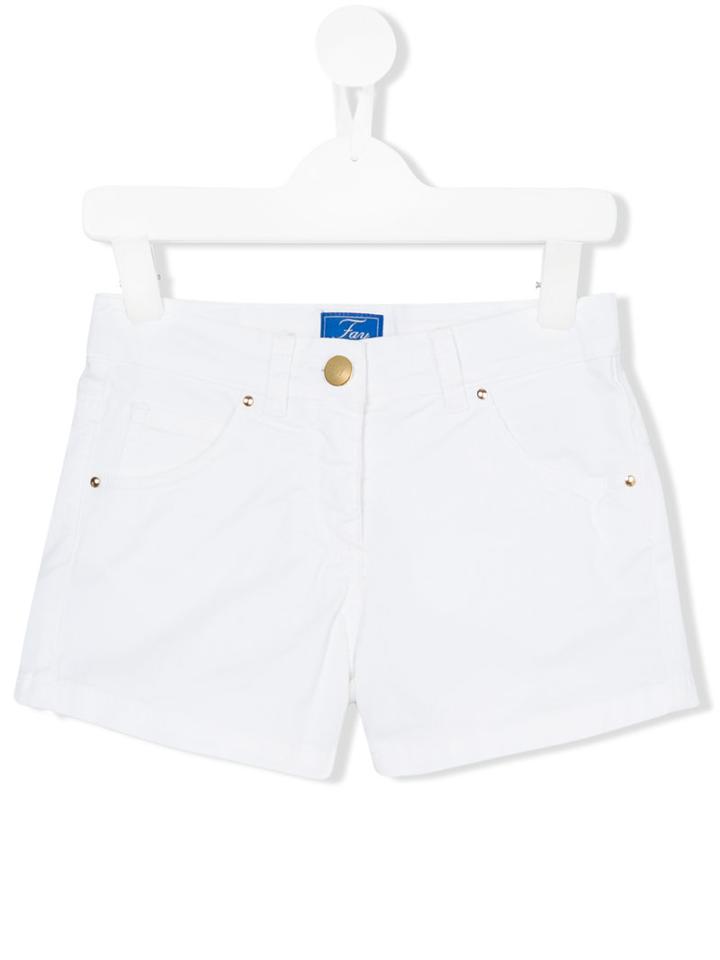 Fay Kids - Denim Style Shorts - Kids - Cotton/elastodiene - 10 Yrs, White