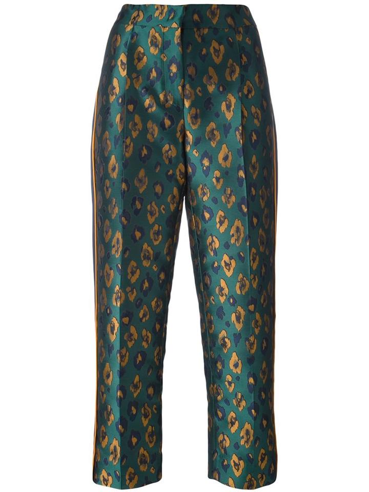Si Jay Leopard Jacquard Trousers, Women's, Size: 42, Green, Polyester