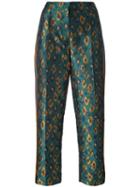 Si Jay Leopard Jacquard Trousers, Women's, Size: 42, Green, Polyester