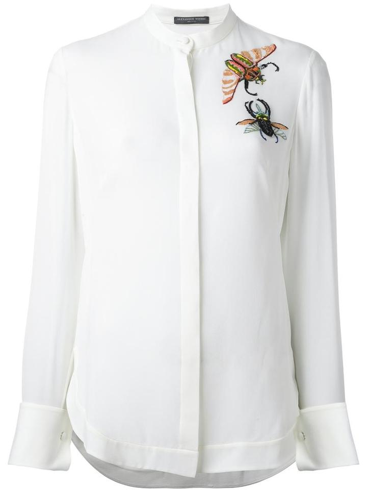 Alexander Mcqueen Embellished Insect Shirt, Women's, Size: 42, White, Silk