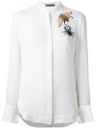 Alexander Mcqueen Embellished Insect Shirt, Women's, Size: 42, White, Silk
