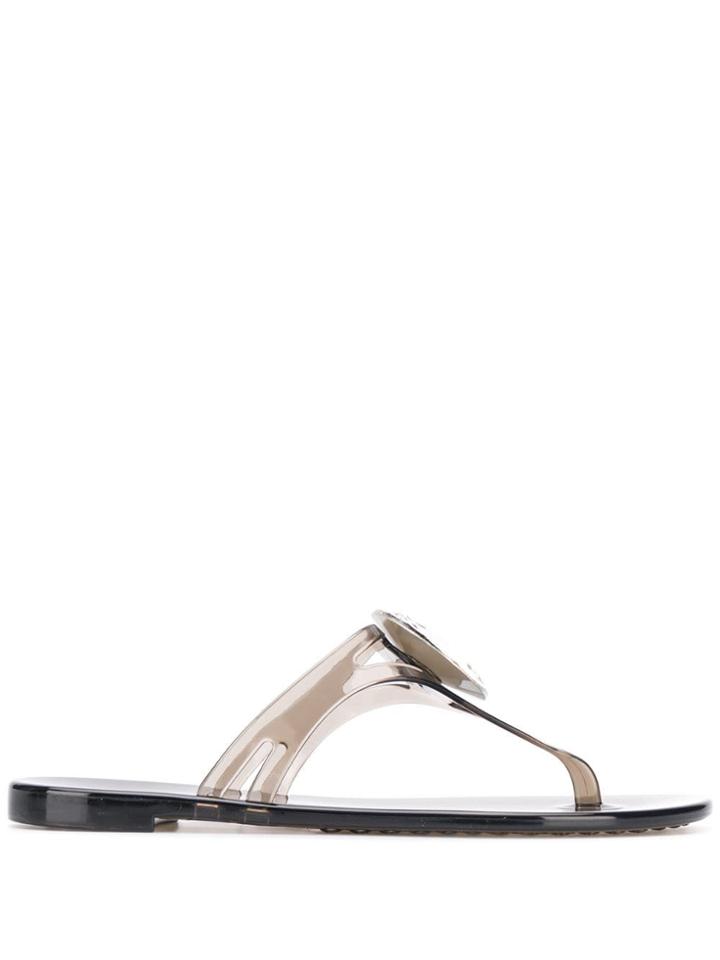 Casadei Crystal Embellished Slides - Grey