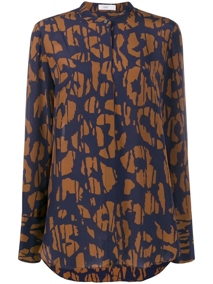 Closed Abstract-print Collarless Shirt - Blue