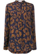 Closed Abstract-print Collarless Shirt - Blue