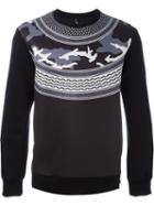Neil Barrett Patterned Camouflage Sweatshirt, Men's, Size: Xl, Black, Viscose/polyester/polyurethane