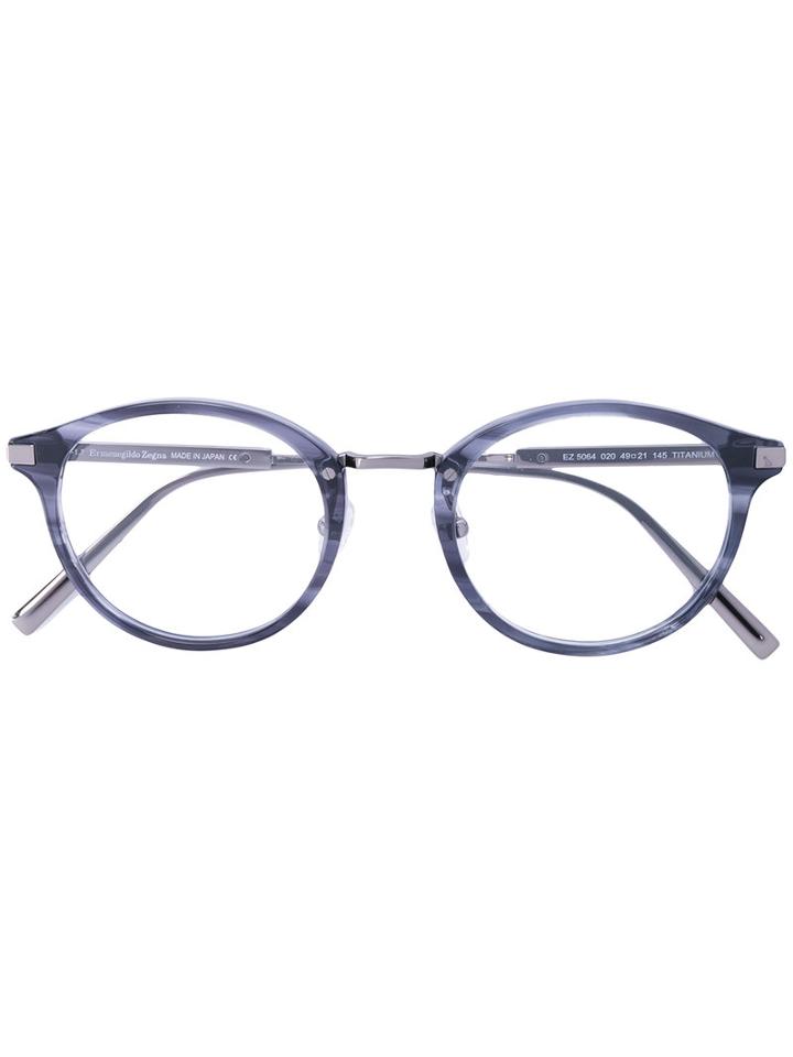 Ermenegildo Zegna - Round Frame Glasses - Men - Acetate/titanium - 49, Blue, Acetate/titanium