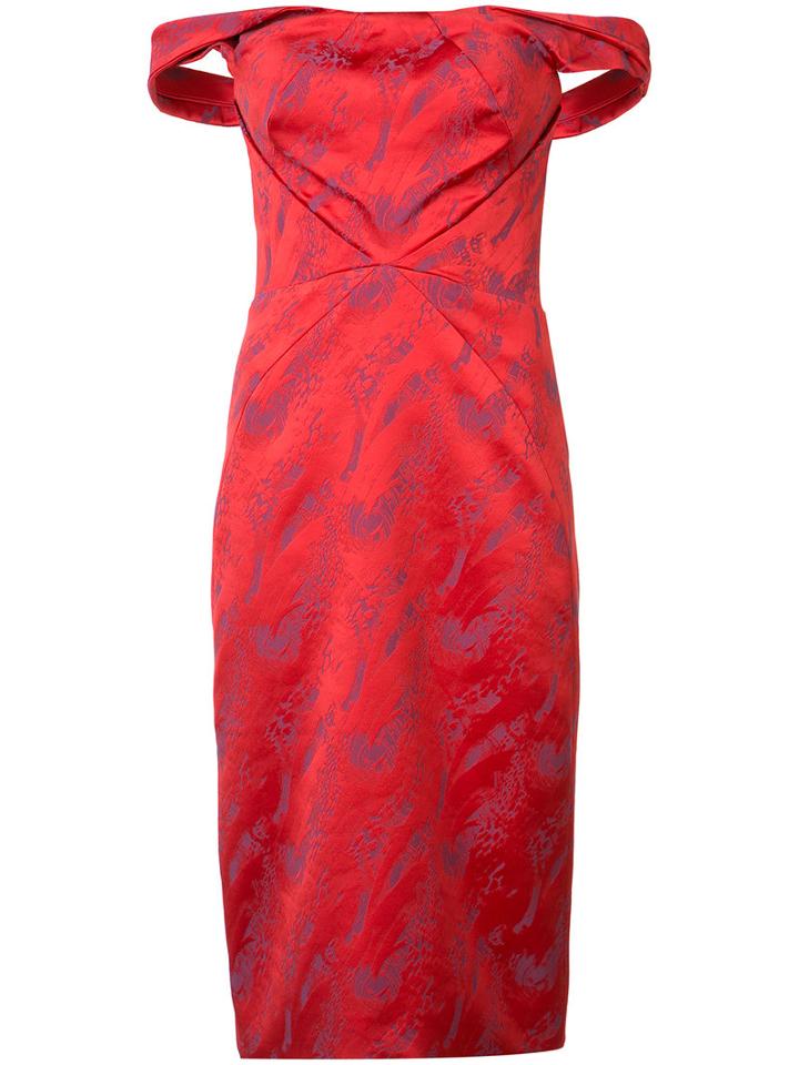 Zac Posen Off The Shoulder Dress, Women's, Size: 6, Red, Polyester/polyimide/spandex/elastane