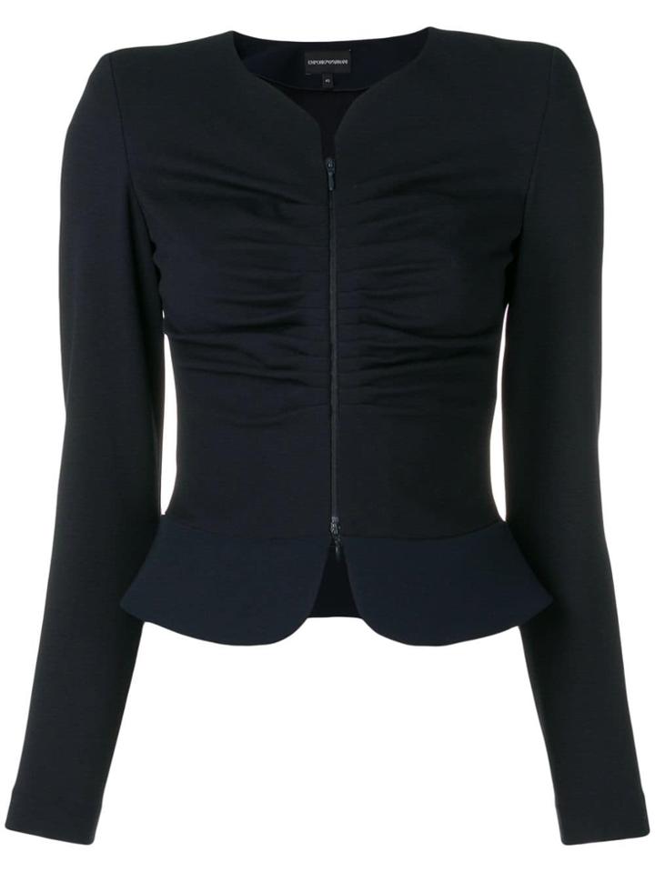 Emporio Armani Draped Zipped Jacket - Blue