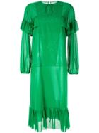Rochas Ruffle Trim Dress - Green