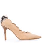 Chloé Scalloped Pointed Pumps - Neutrals