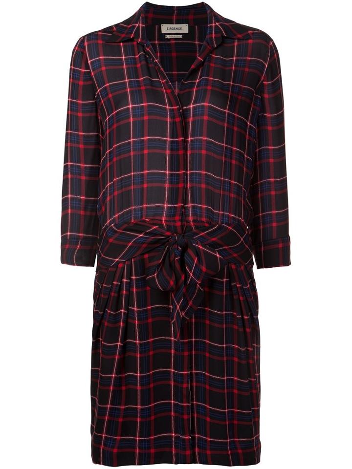 L'agence Checked Belted Shirt Dress, Women's, Size: 6, Black, Silk