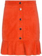 Ganni Salvia Suede Leather Mini Skirt - Red