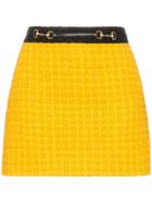 Gucci Horse Bit Belt Knitted Mini Skirt - Yellow