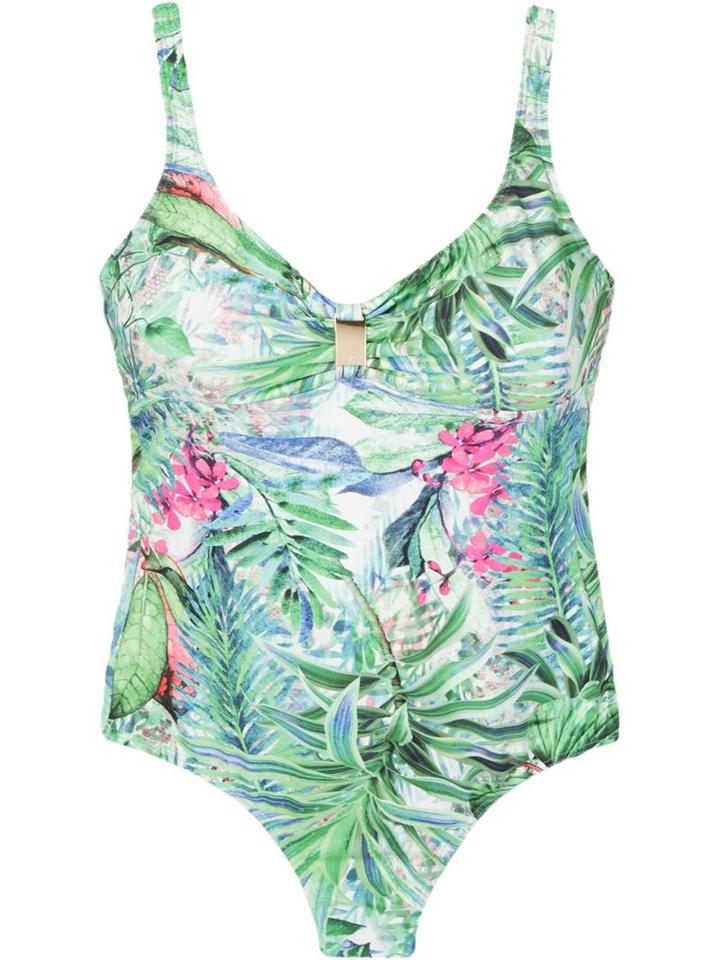 Lygia & Nanny Open Back Printed Swimsuit, Women's, Size: 40, Green, Polyamide/spandex/elastane