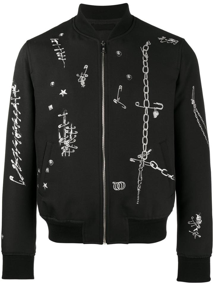Alexander Mcqueen Safety Pin Print Bomber Jacket - Black