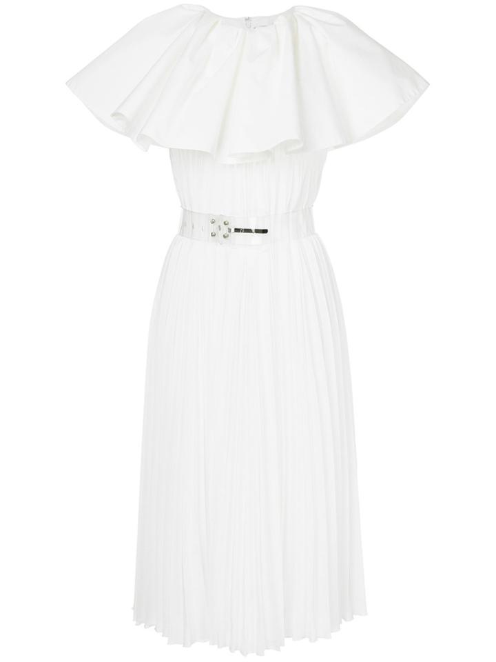 Huishan Zhang Pleated Belted Dress - White