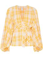 Rosie Assoulin Oboe Check Print Top - Yellow & Orange