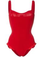 Hunza G Tyti Frill Scoop Neck Swimsuit - Red